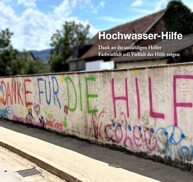 Mauer mit Schriftzug Danke für die Hilfe